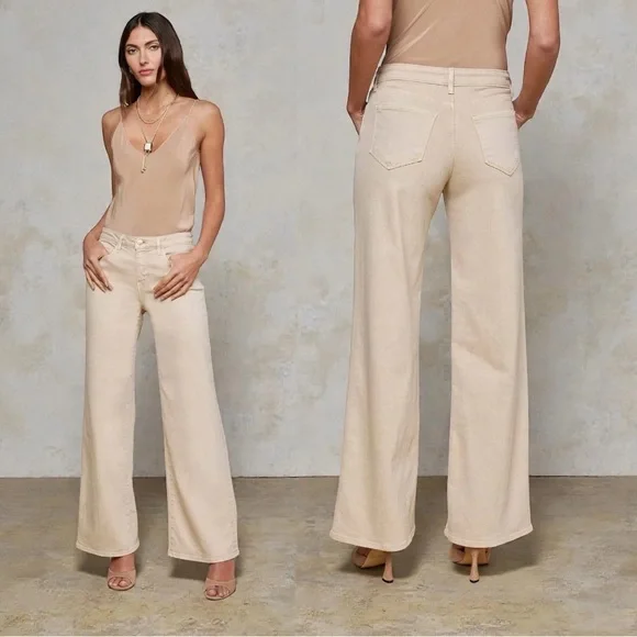 L’Agence Alicent High Rise Wide Leg Biscuit Khaki Tan Sz 25 Pant Jeans - Picture 1 of 7